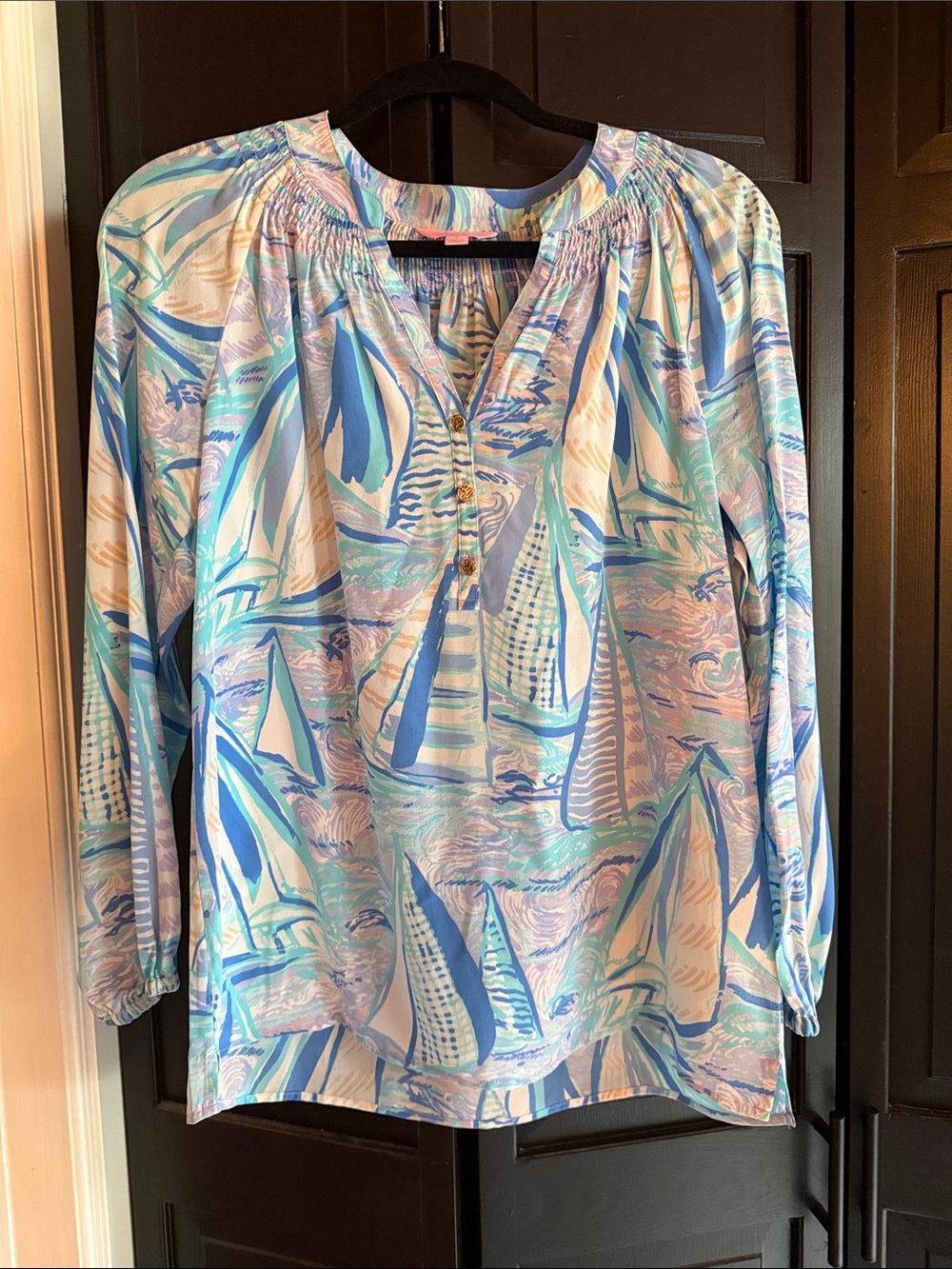 Lilly Pulitzer Blue Multi Sailboat Print Tunic